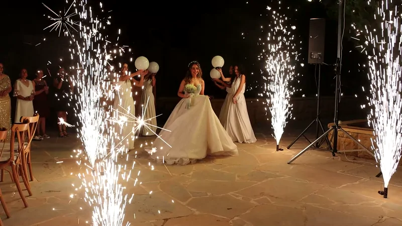 The bride entering through cold sparklers